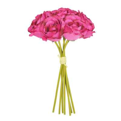 26CM CERISE OPEN ROSE X 7 HAND TIED