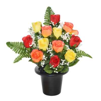 29CM RED/ORANGE FRONTAL ROSEBUD FERN GYP X 12