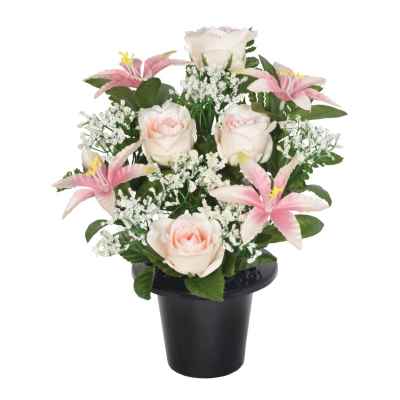 29CM PINK FRONTAL LILY ROSE FERN GYP X 14 GRA