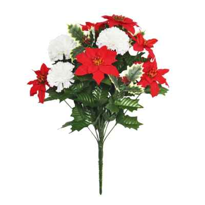 50CM POINSETTIA HOLLY CARNATION X 14 BOUQUET