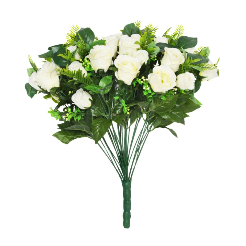 48Cm Cream Rose Fern Foliage X 36 Bouquet | sincerefloral