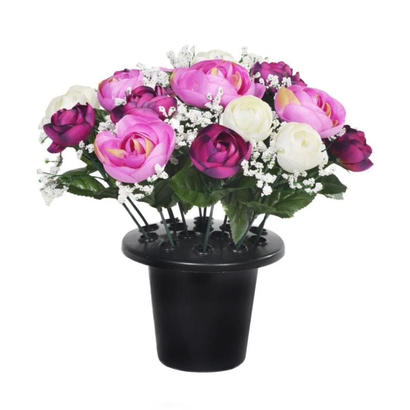 25CM PURPLE RANUNCULUS X 16 GRAVE POT | sincerefloral