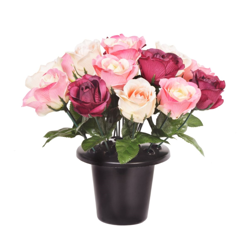 25CM BEAUTY OPEN ROSE X 16 GRAVE POT | sincerefloral