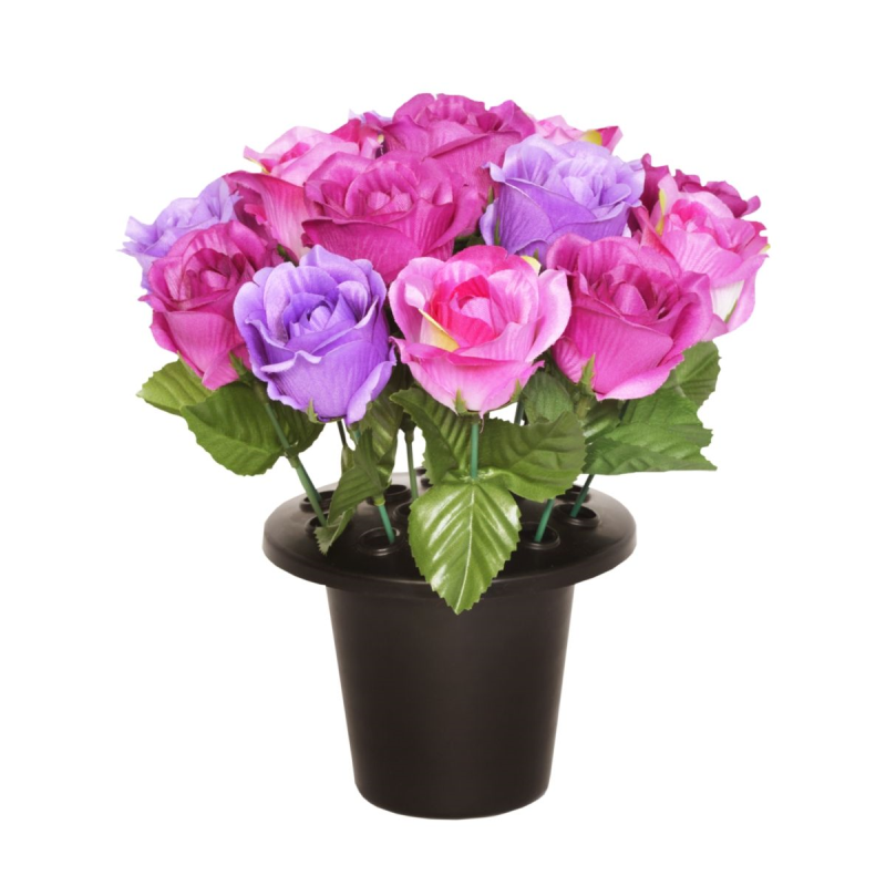 25CM MAUVE OPEN ROSE X 16 GRAVE POT | sincerefloral