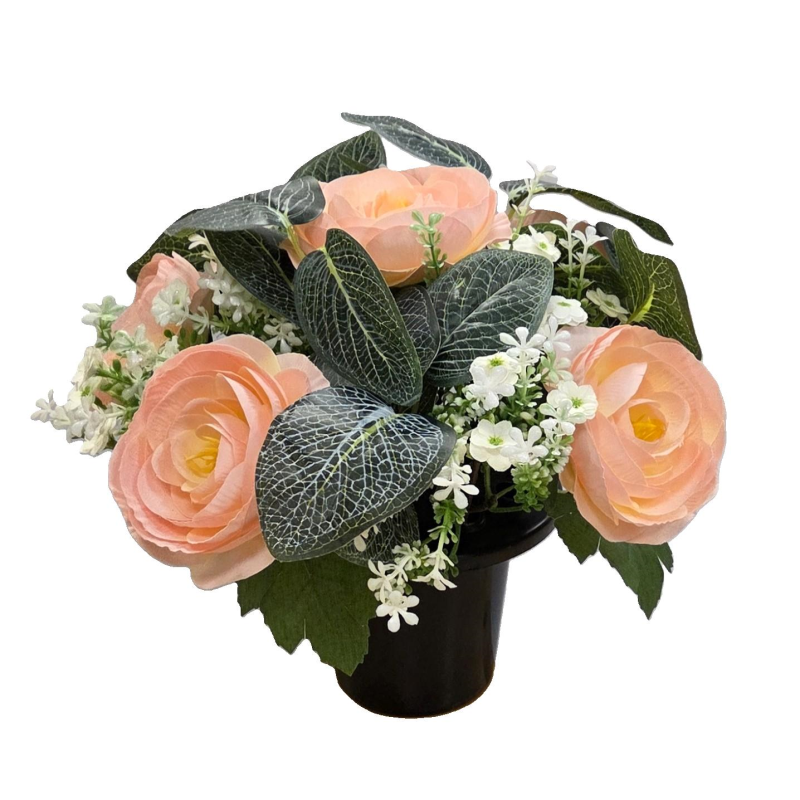 25Cm Pink Ranunculus Daisy Foliage Grave Pot | sincerefloral