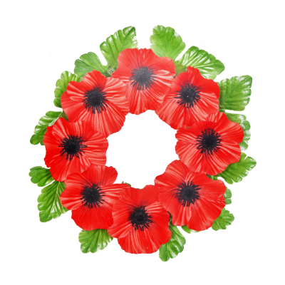 25CM RED POPPY X 8 WREATH