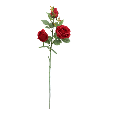 80CM RED ROSEBUD X 3 STEM