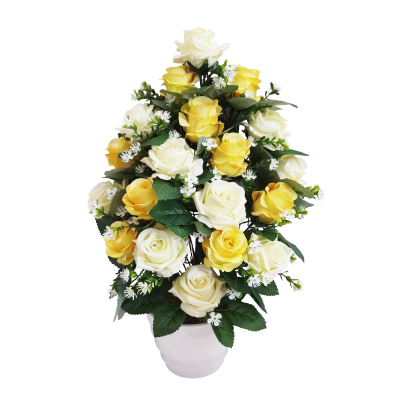 47CM YELLOW ROSE GYPSOPHILA X 19 IN WEIGHTED 